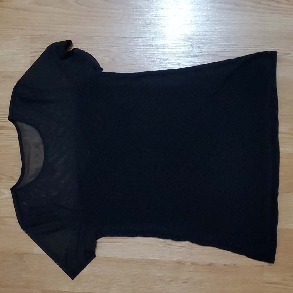 Mock Neck Swing Top- Super Soft Mesh Black